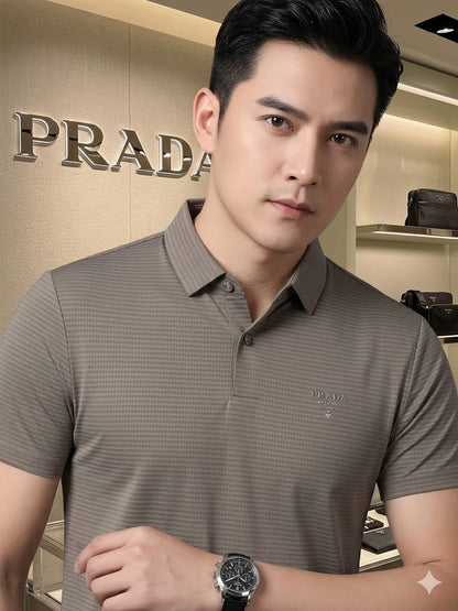 Beige Prada men's wear regular fit polo t shirt