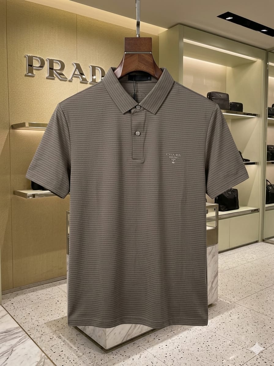 Prada beige men's polo t shirt premium men's polo shirt
