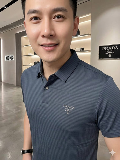 Grey Prada men's wear regular fit polo t shirt
