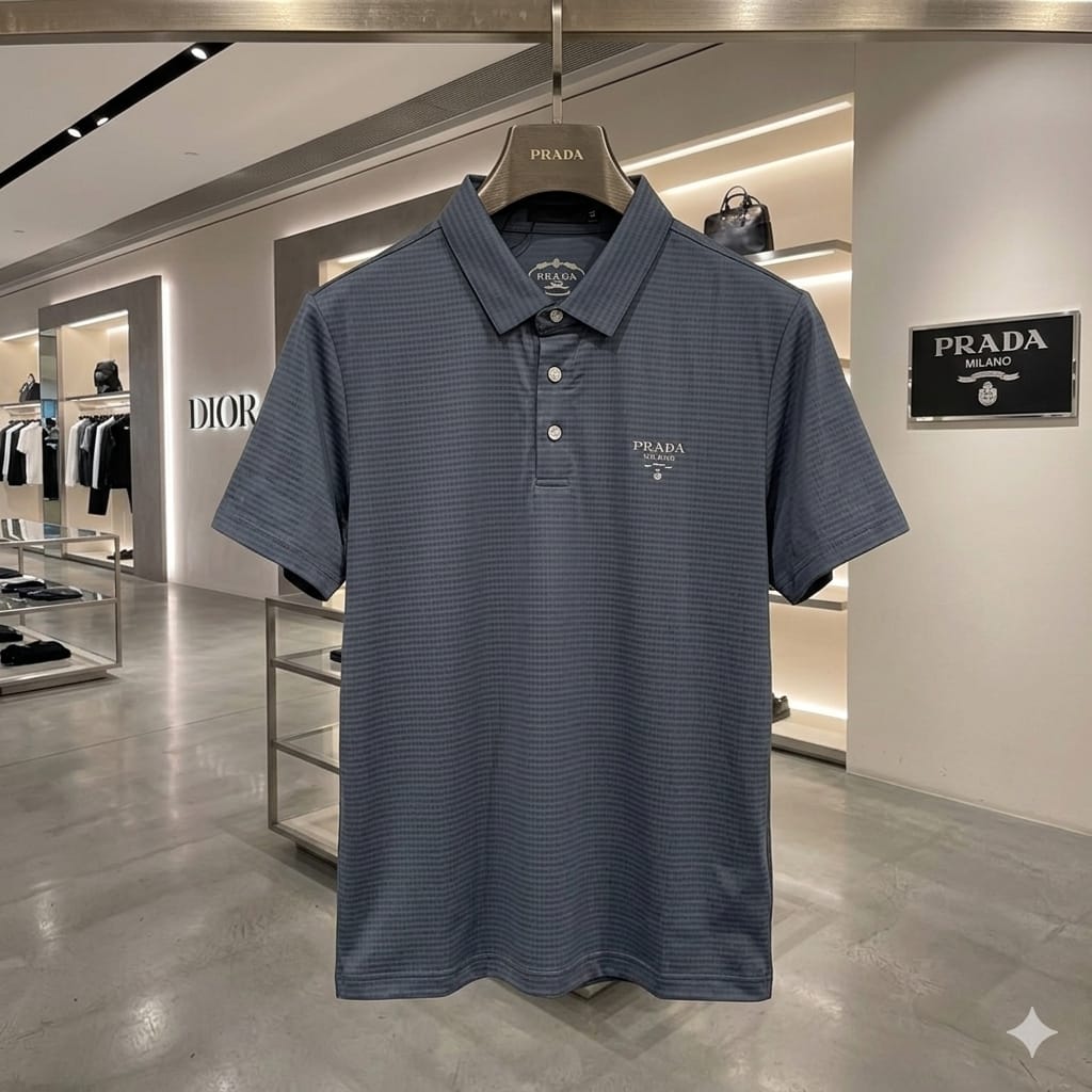 Prada grey men's polo t shirt premium men's polo shirt
