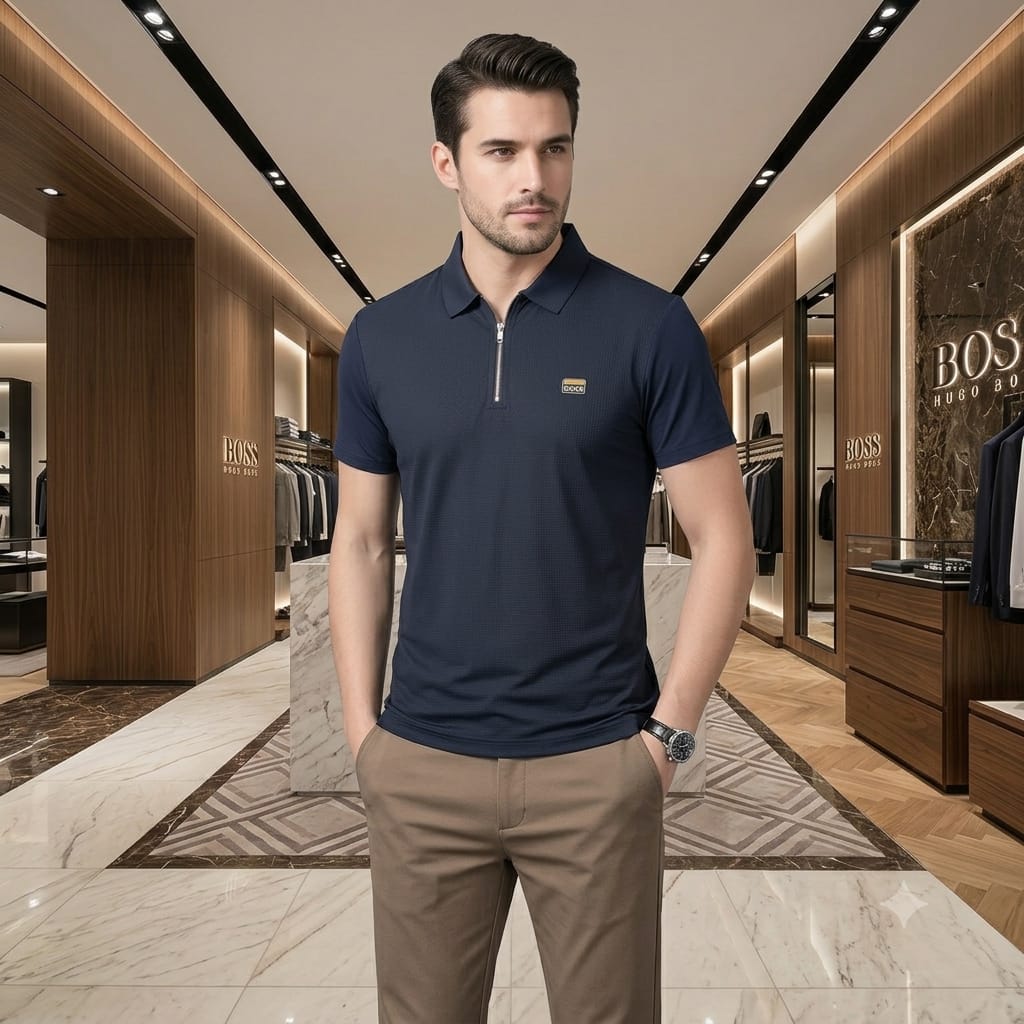BOSS navy blue men's clothing premium polo shirt