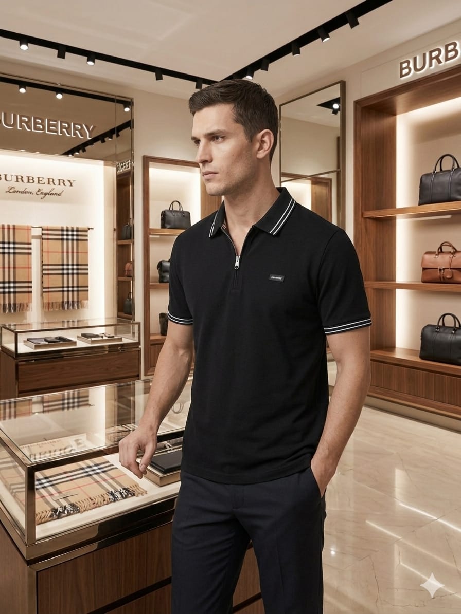 Premium black men's polo t shirt with original accessories