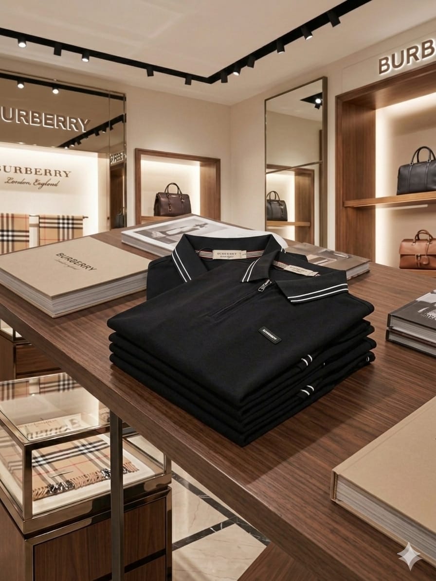 Burberry black men's clothing premium polo shirt
