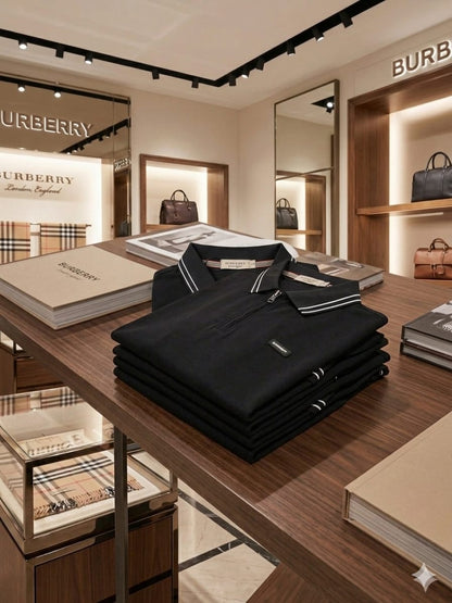 Burberry black men's clothing premium polo shirt
