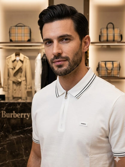 Burberry white men's clothing premium polo shirt