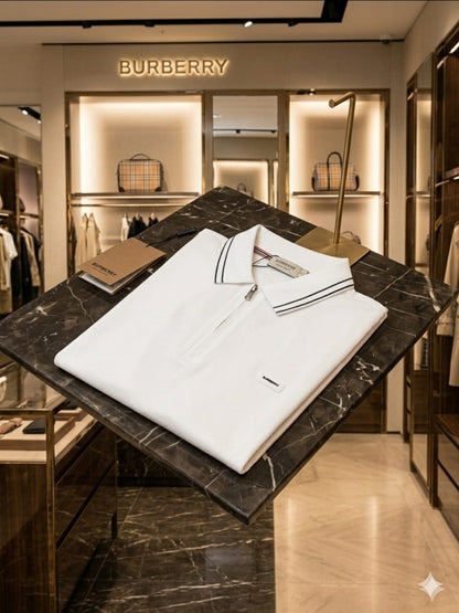 Premium white men's polo t shirt with original accessories