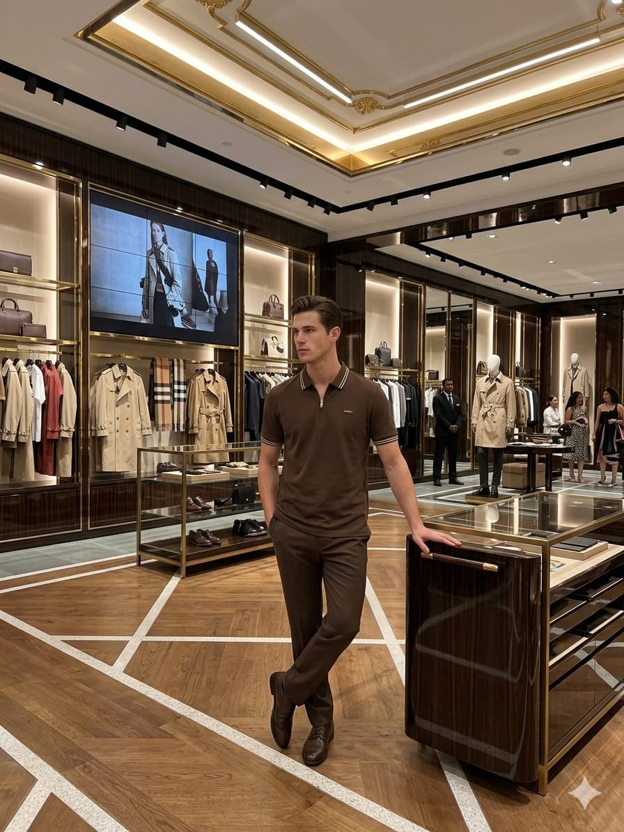 Burberry brown men's clothing premium polo shirt