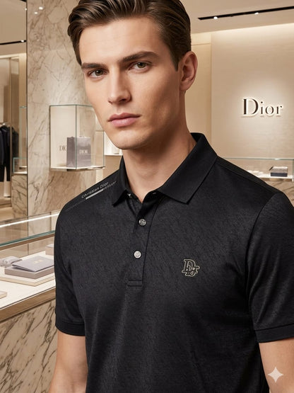 Black Dior men's wear regular fit polo t shirt