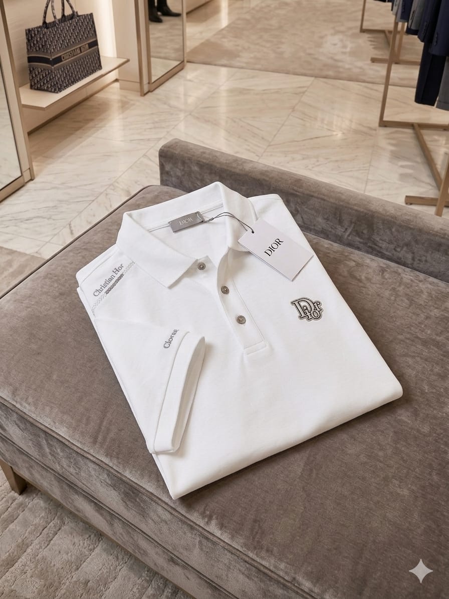 Premium white men's polo t shirt with original accessories