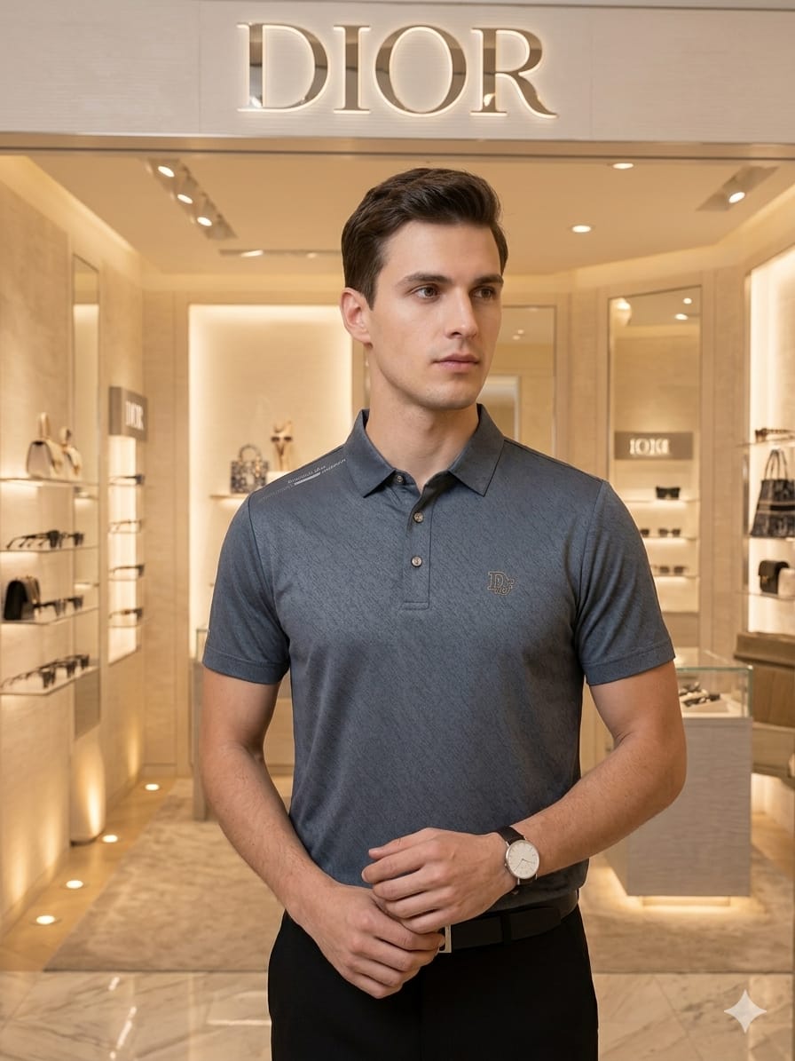 Dior grey men's clothing premium polo shirt
