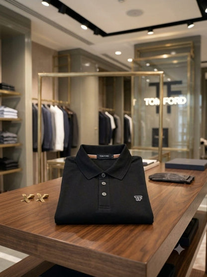 Premium black men's polo t shirt with original accessories