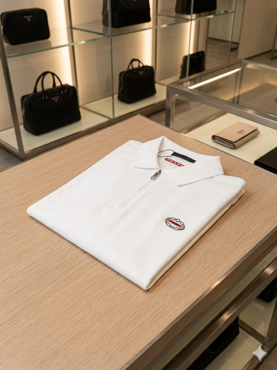 Prada white men's clothing premium polo t shirt