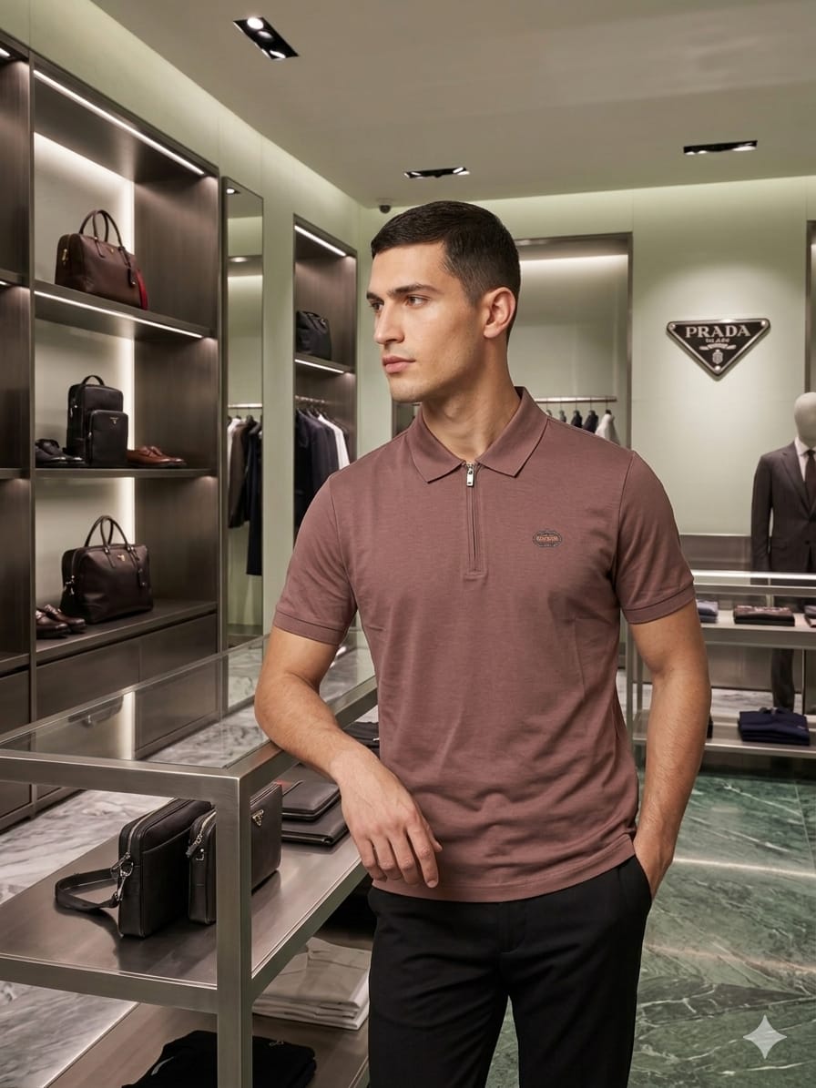Prada peach men's clothing premium polo t shirt