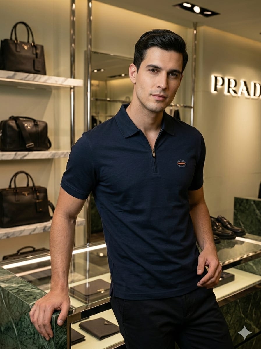 Prada navy blue men's clothing premium polo t shirt