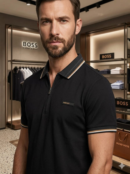 Black BOSS men's wear regular fit polo t shirt