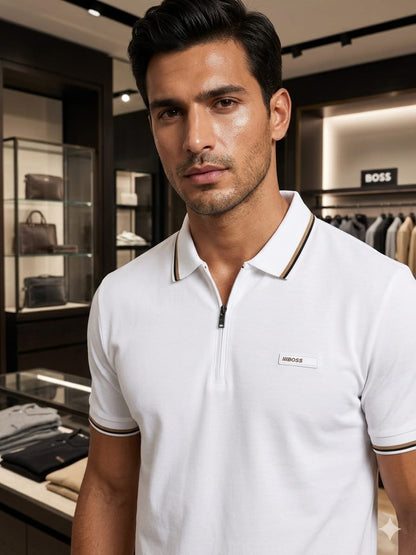 White BOSS men's wear regular fit polo t shirt