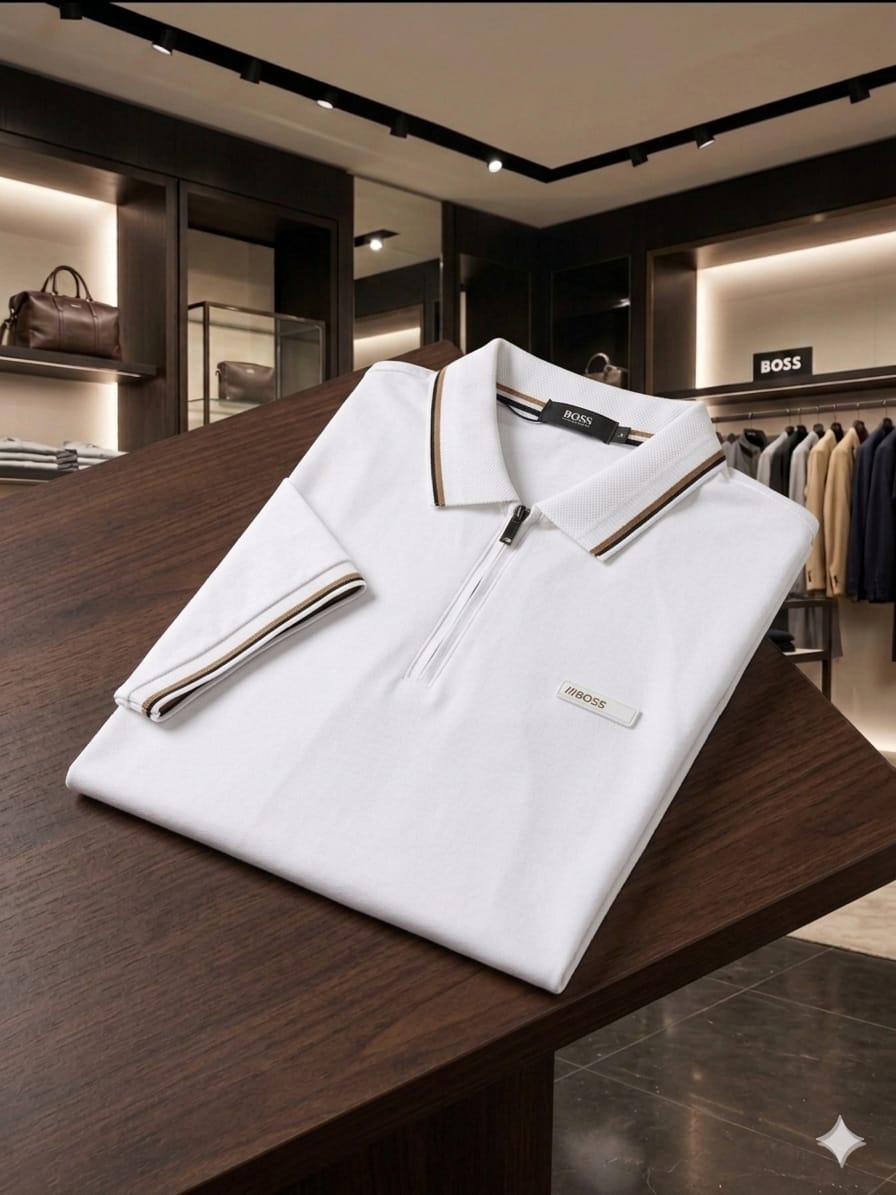 BOSS white men's clothing premium polo shirt