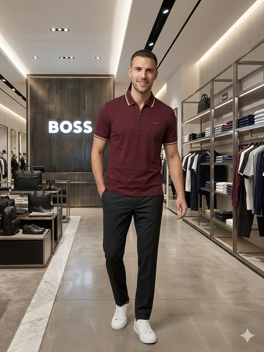 BOSS wine men's clothing premium polo shirt