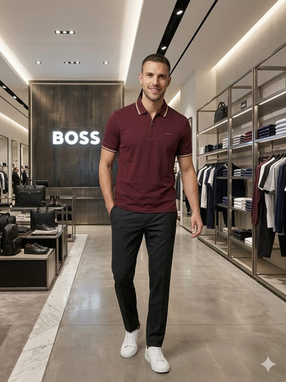 BOSS wine men's clothing premium polo shirt