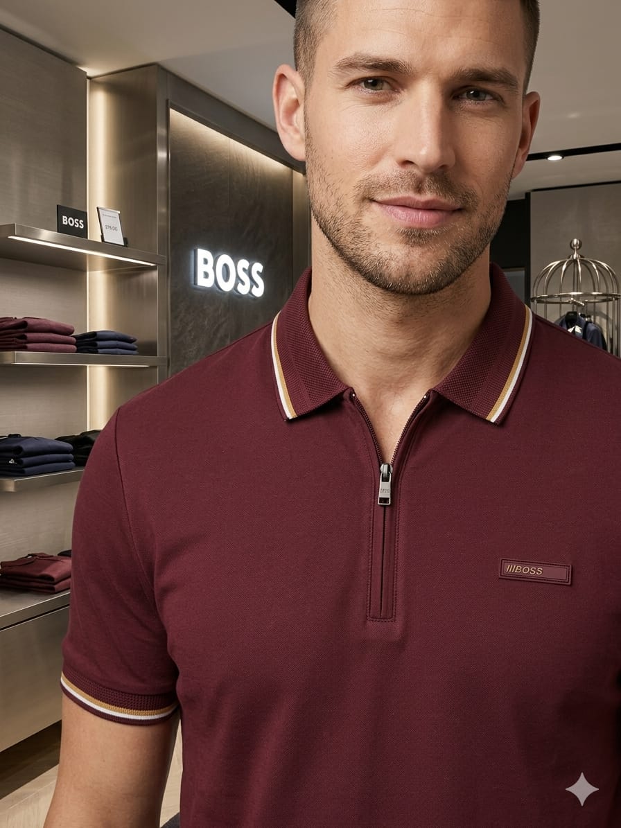 Wine BOSS men's wear regular fit polo t shirt