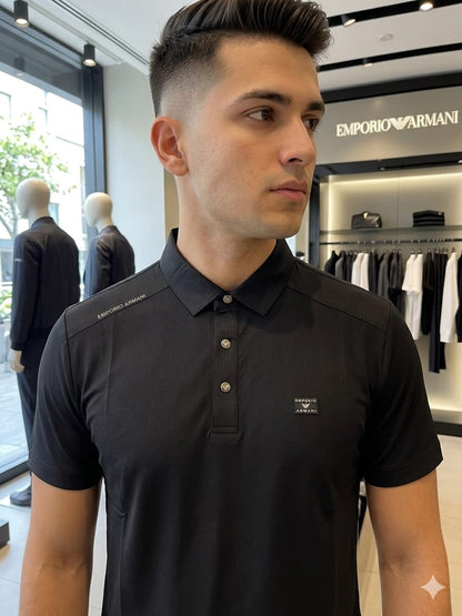 Black Armani men's wear regular fit polo t shirt