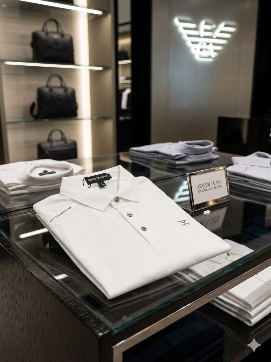 Premium white men's polo t shirt with original accessories
