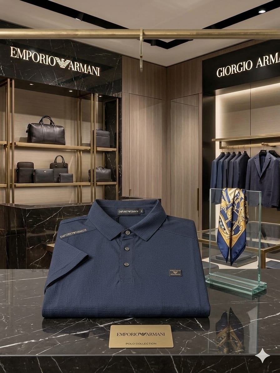 Navy blue Armani men's wear regular fit polo t shirt