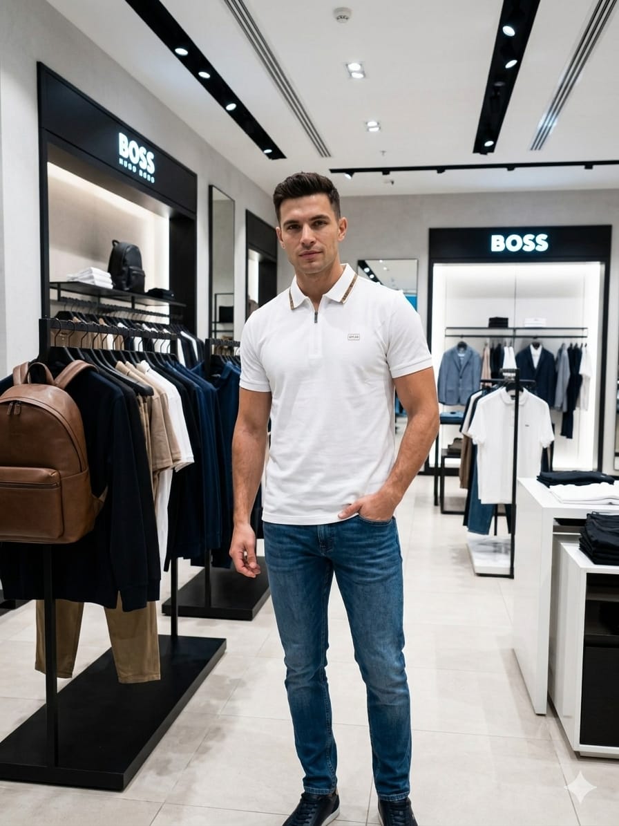 BOSS white men's clothing premium polo shirt