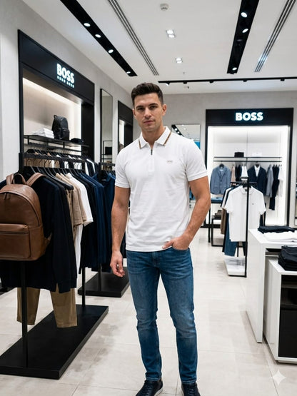 BOSS white men's clothing premium polo shirt