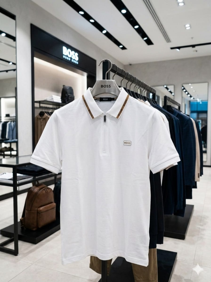 BOSS white men's polo t shirt premium men's polo shirt
