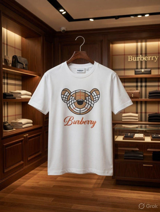 Burberry Kids Crew Neck DTF Print Tee in White
