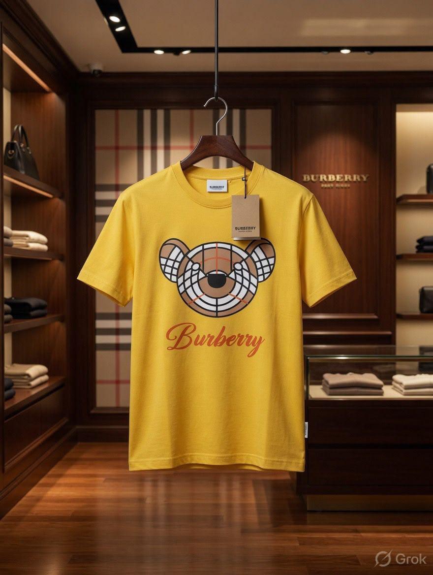 Burberry Kids Crew Neck DTF Print Tee in Yellow
