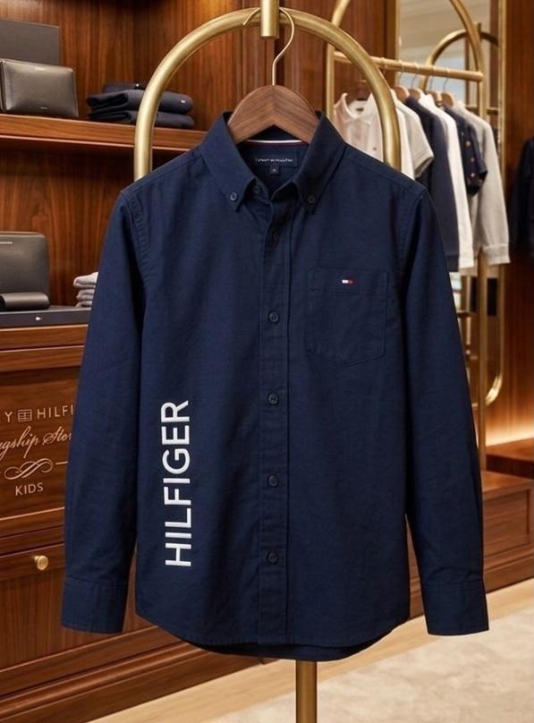 Tommy Hilfiger Kids Premium Cotton Shirt in Navy Blue
