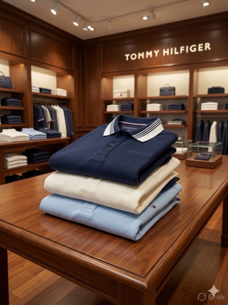 Tommy Kids Lycra Interlock Polos – Sky Blue, Cream & Navy Collection