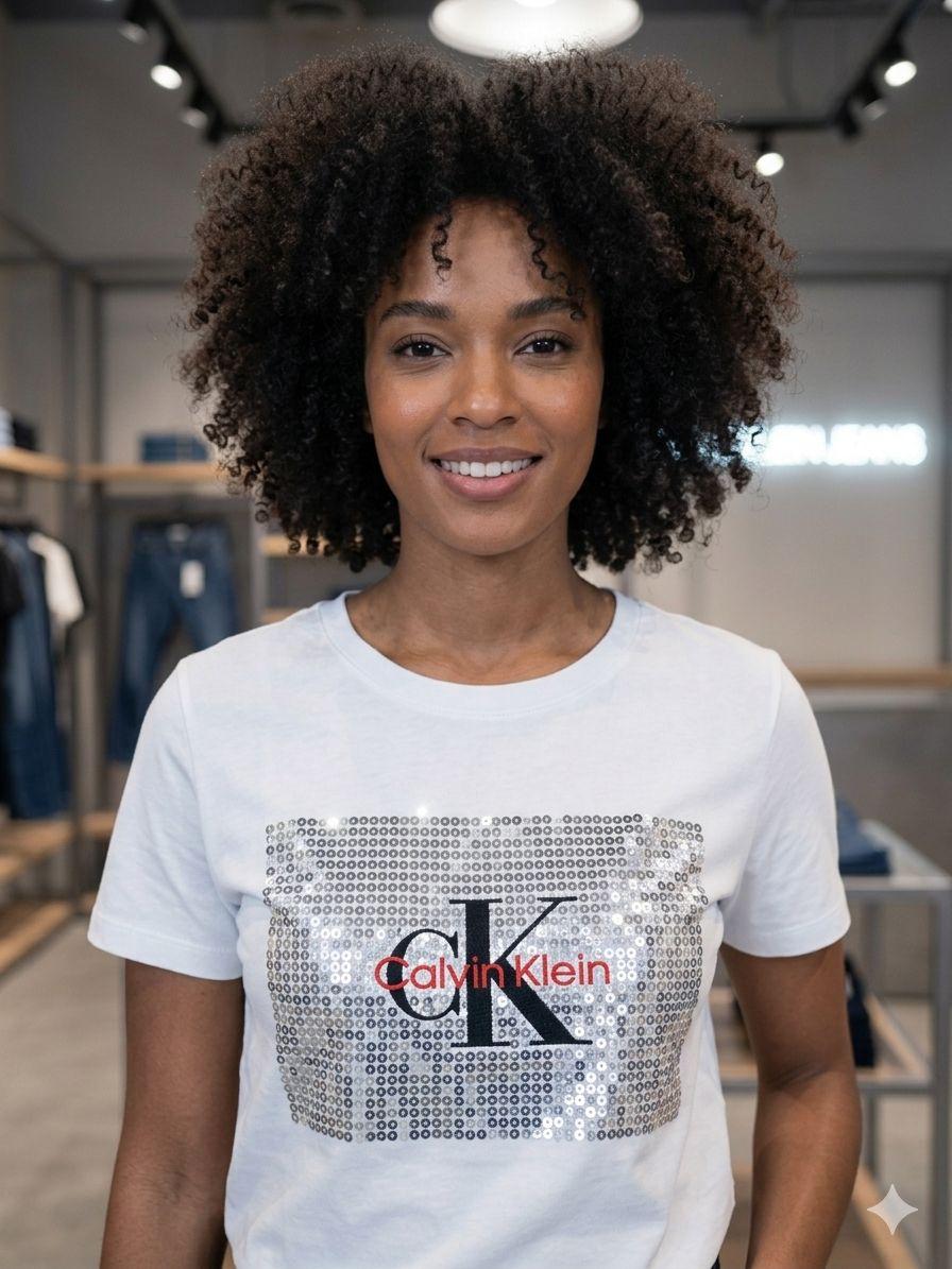 Calvin Klein white designer-inspired ladies cotton tee
