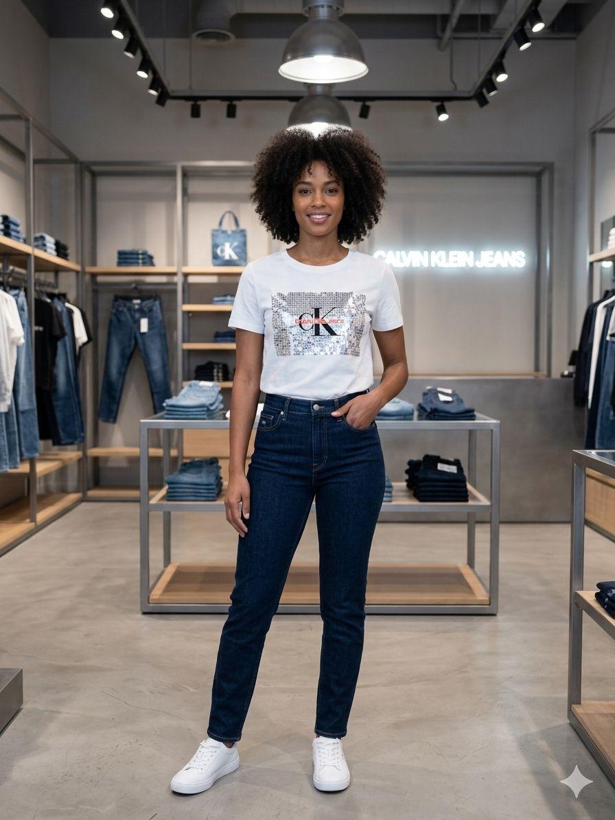 Premium Calvin Klein white casual T-shirt for women
