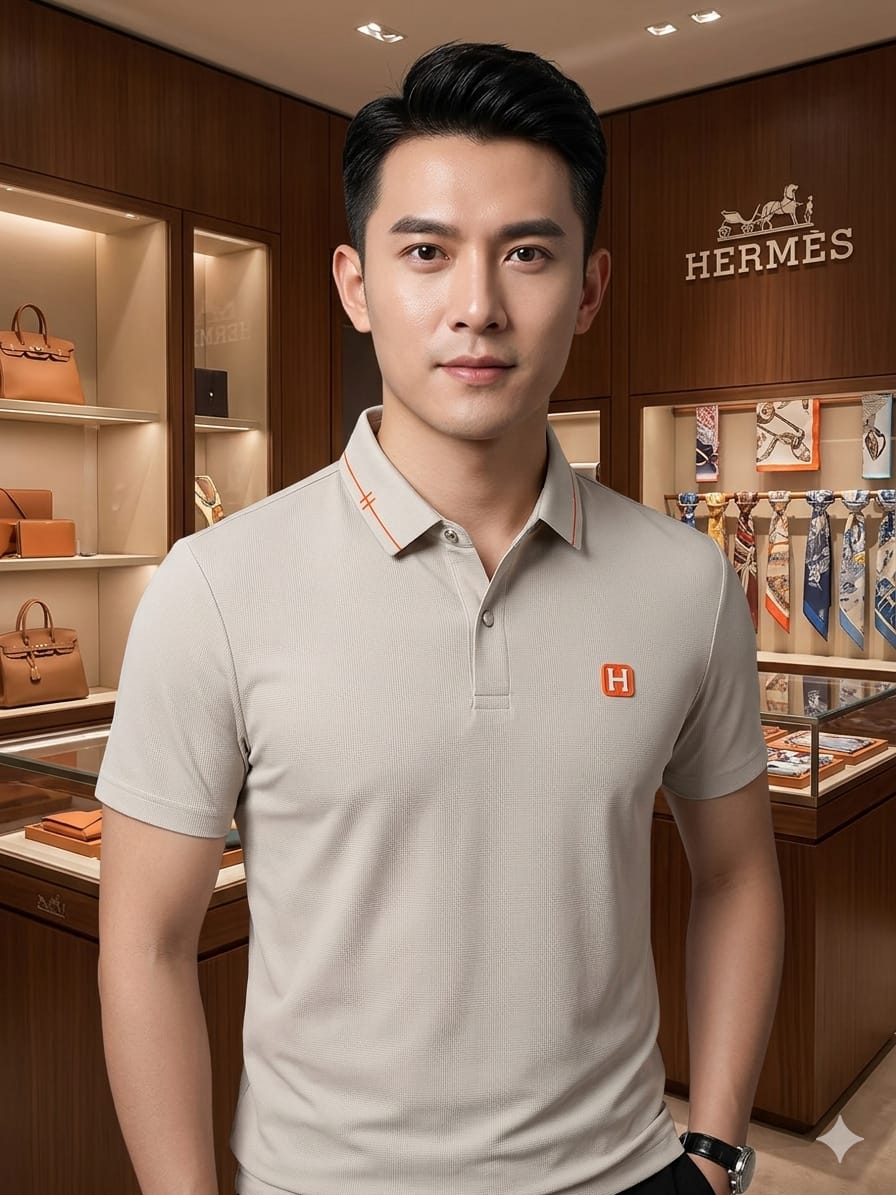 HERMES 2026 premium beige polo tee fashion wear