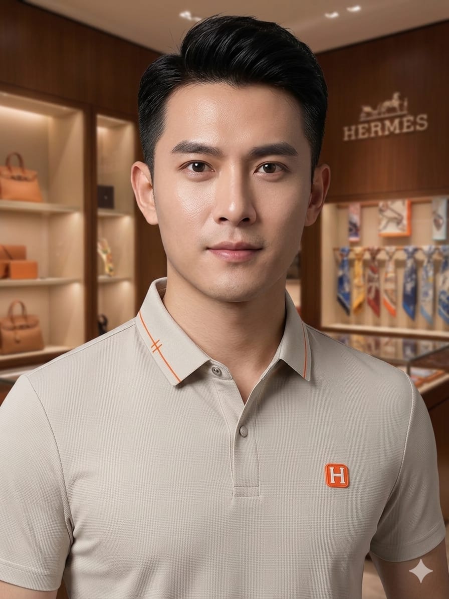 HERMES 2026 beige polo tee premium quality close up