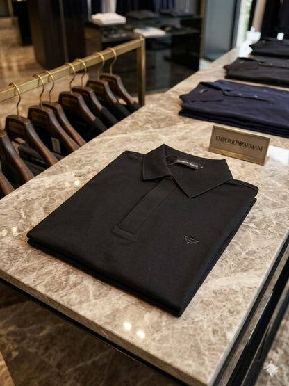 EMPORIO ARMANI 2026 premium black polo tee fashion wear