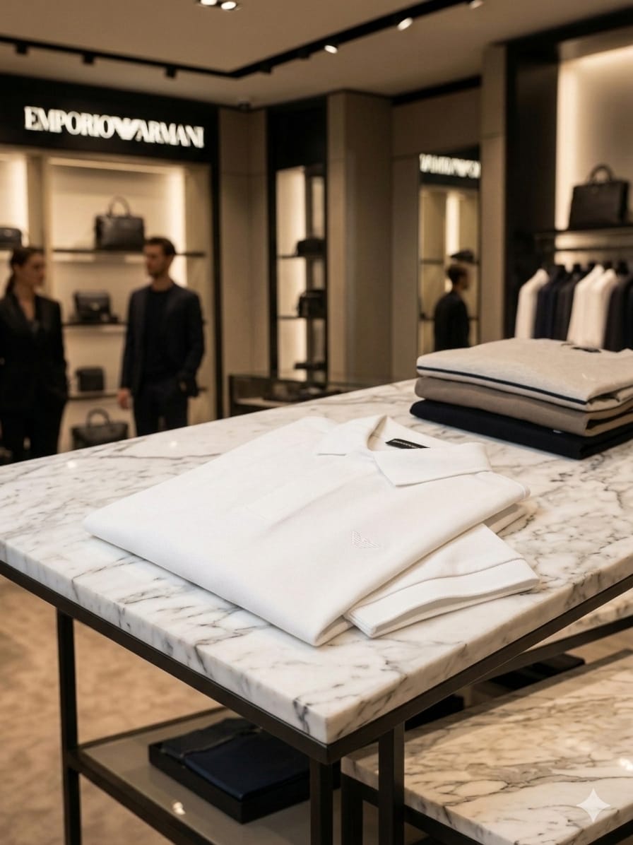 EMPORIO ARMANI 2026 premium white polo tee fashion wear