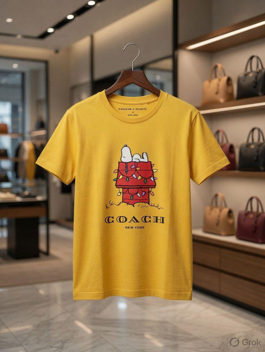 Coach yellow premium imported Turkey stock T-shirt for women
