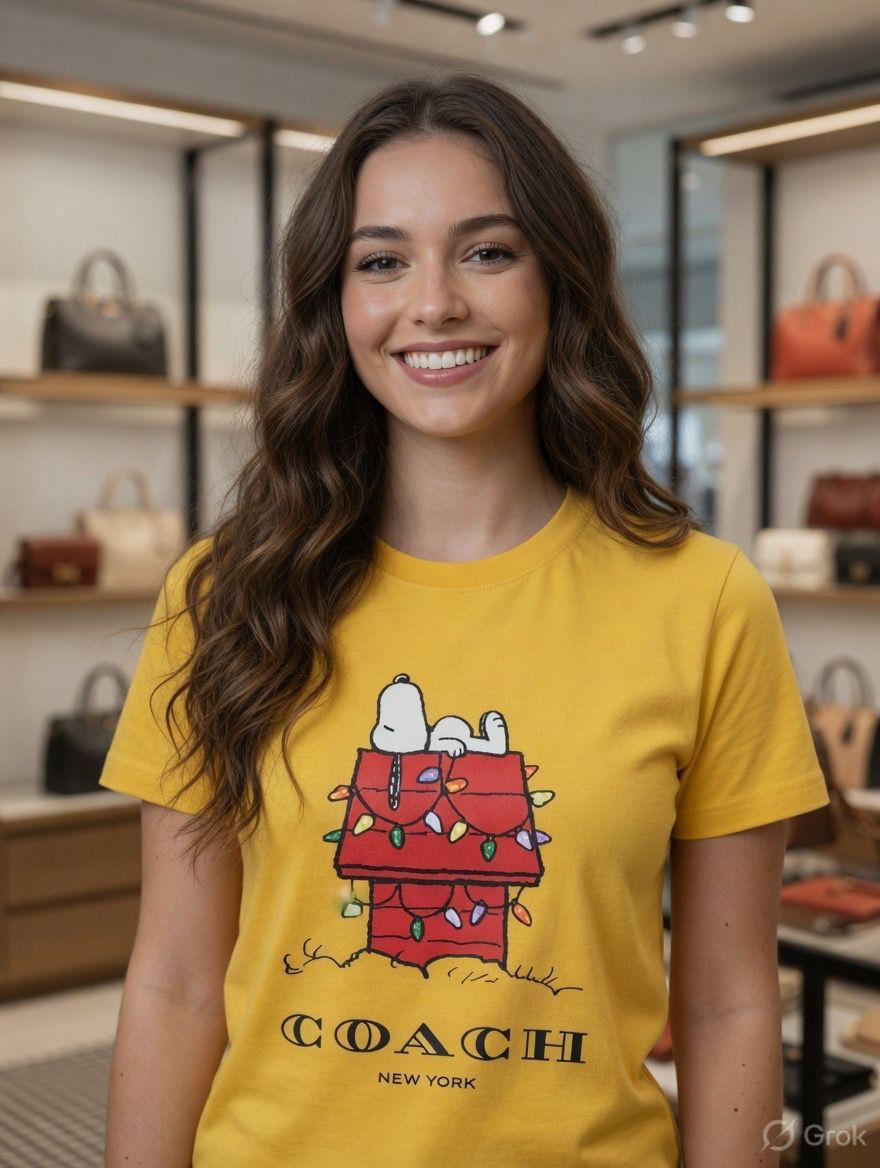Women's Coach yellow regular fit premium T-shirt
