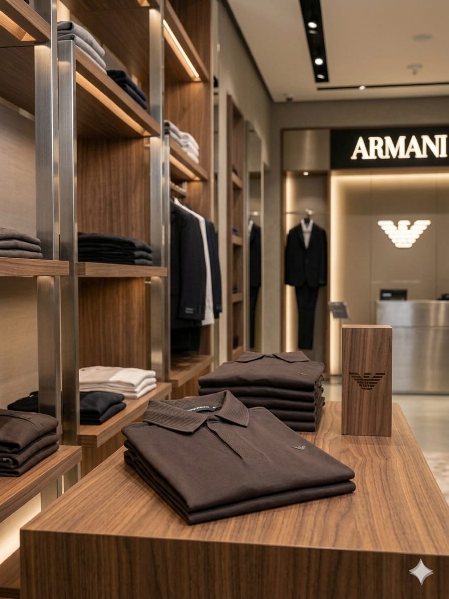EMPORIO ARMANI 2026 premium brown polo tee fashion wear