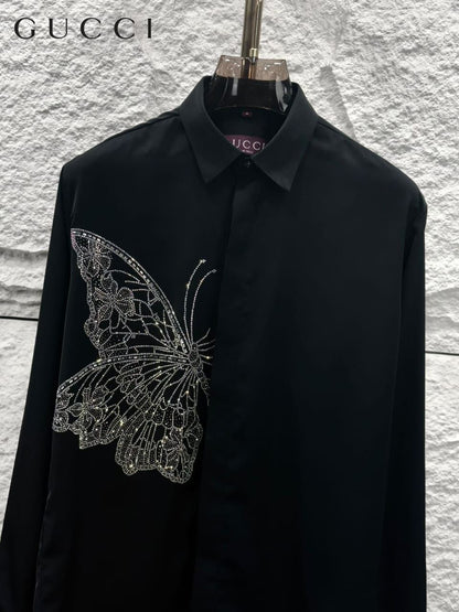 Premium Gucci navy designer shirt with imported stone work
