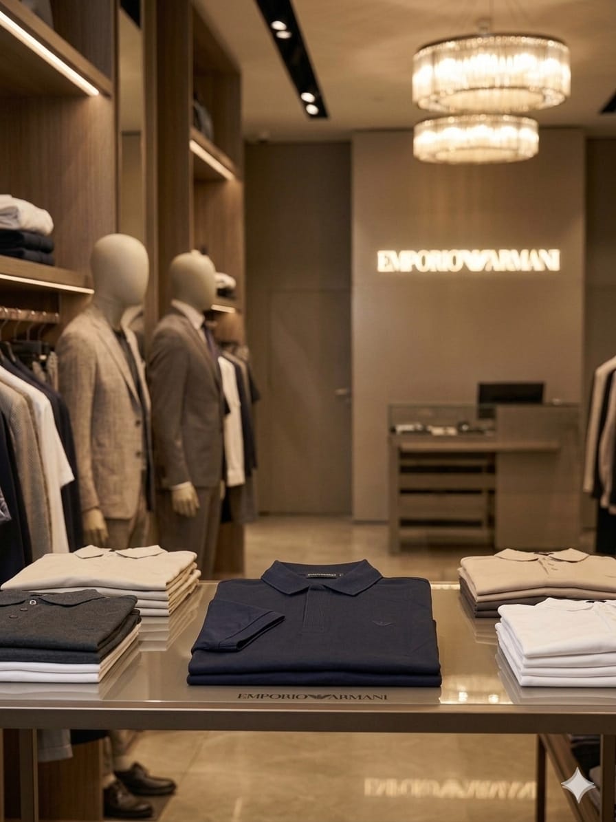 EMPORIO ARMANI 2026 premium navy polo tee fashion wear