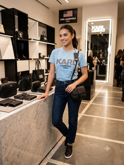 Premium Karl Lagerfeld sky blue T-shirt for women
