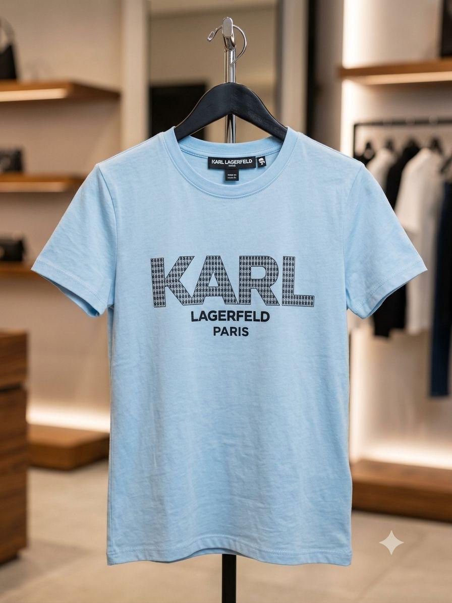 Karl Lagerfeld sky blue premium Lycra T-shirt for women
