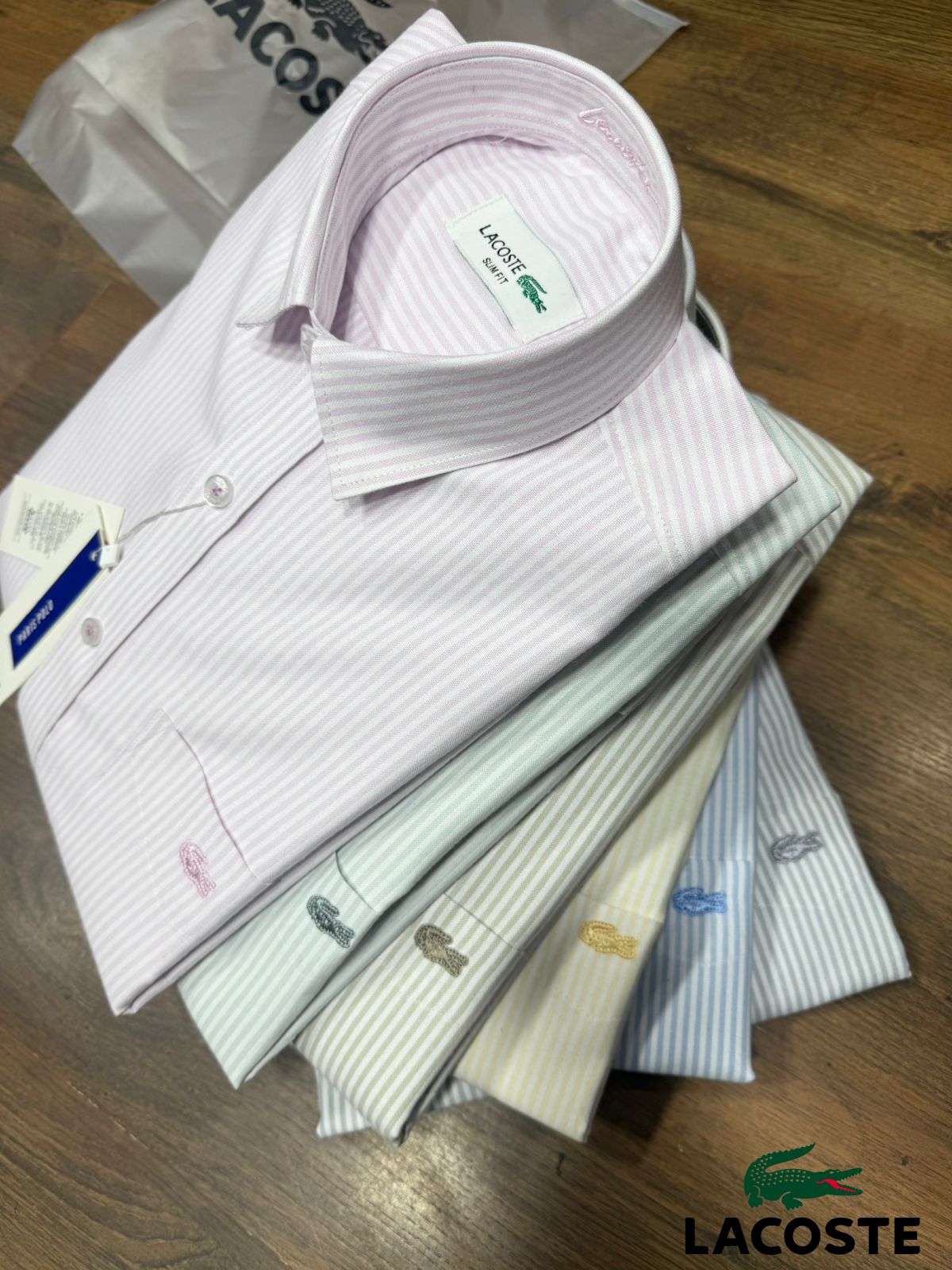 Premium Lacoste regular fit Oxford cotton shirts for office wear, business casual and everyday fashion in six colour options
