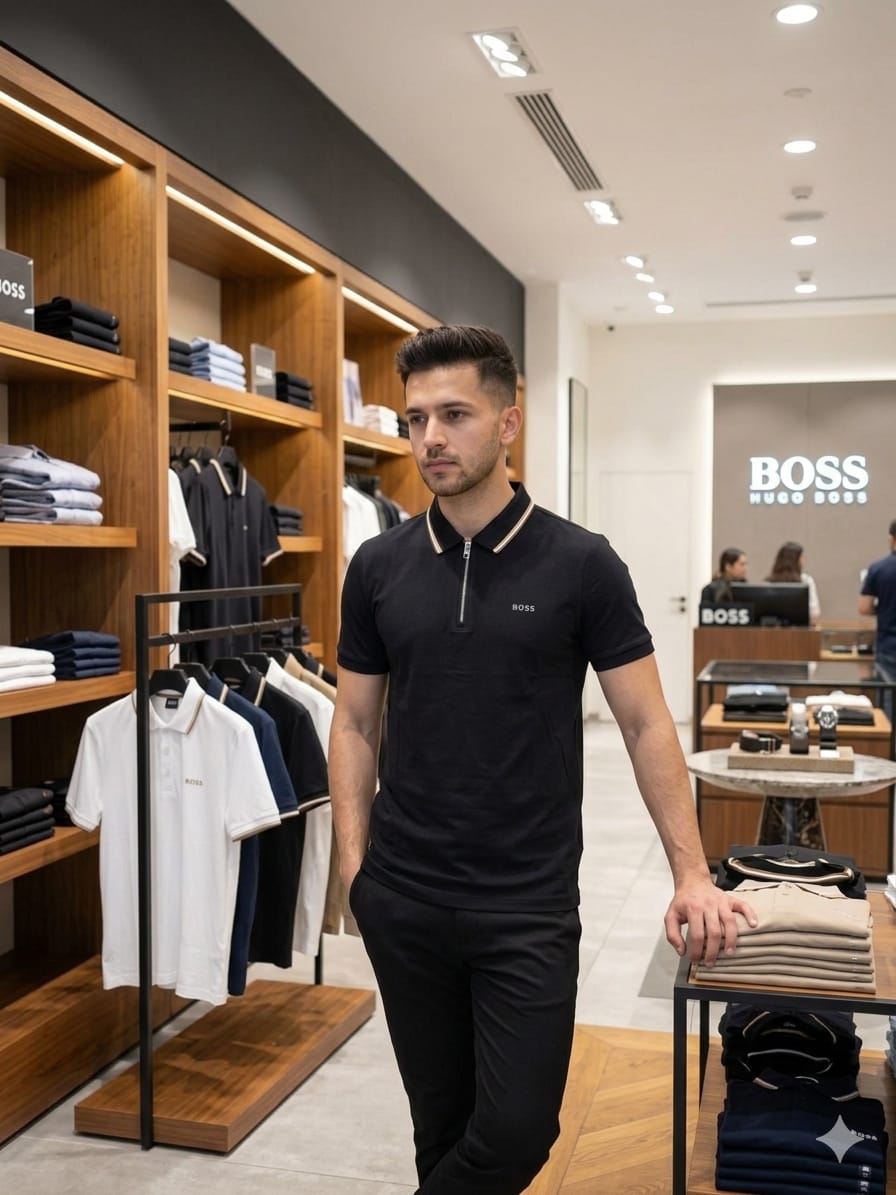 BOSS 2026 premium black polo tee fashion wear