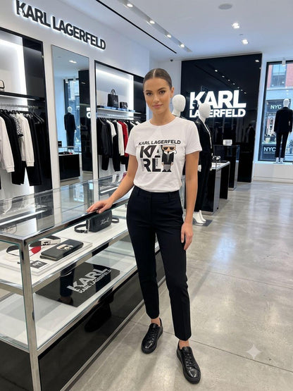 Karl Lagerfeld white designer-inspired ladies casual tee
